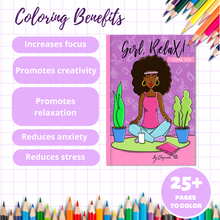 Load image into Gallery viewer, Girl, Relax- Digital Coloring Book- Download and Print