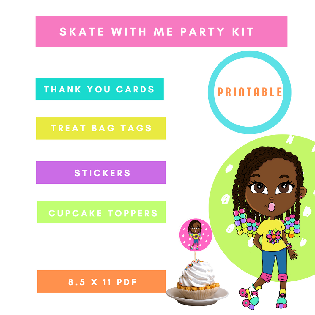 Skate Invitation- Roll With Me- Download and Print